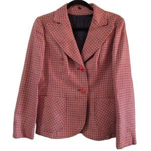 Houndstooth Tattersall Womans Wool Blend Vintage Jacket Creazion Loran GUC